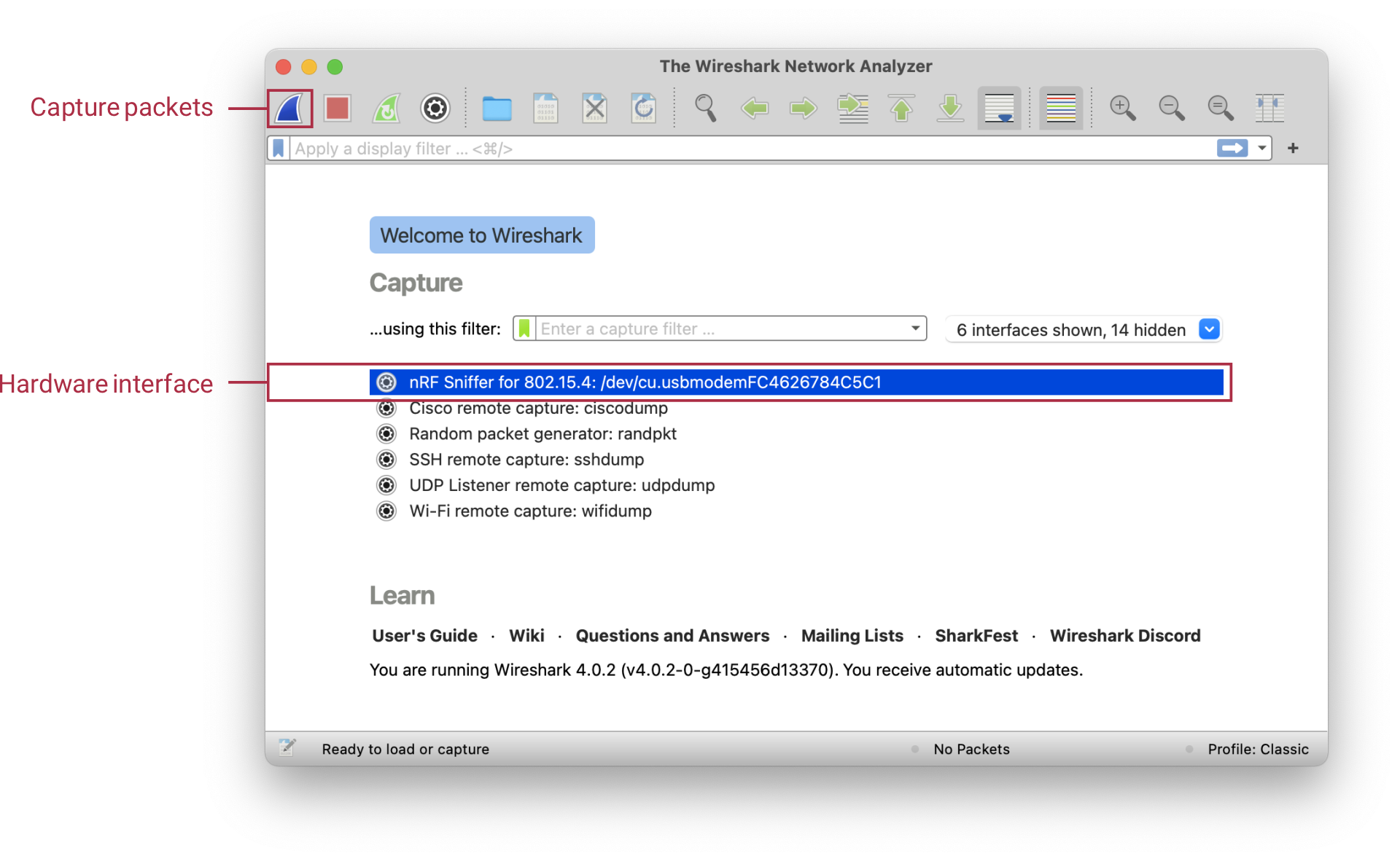 Wireshark capture screen