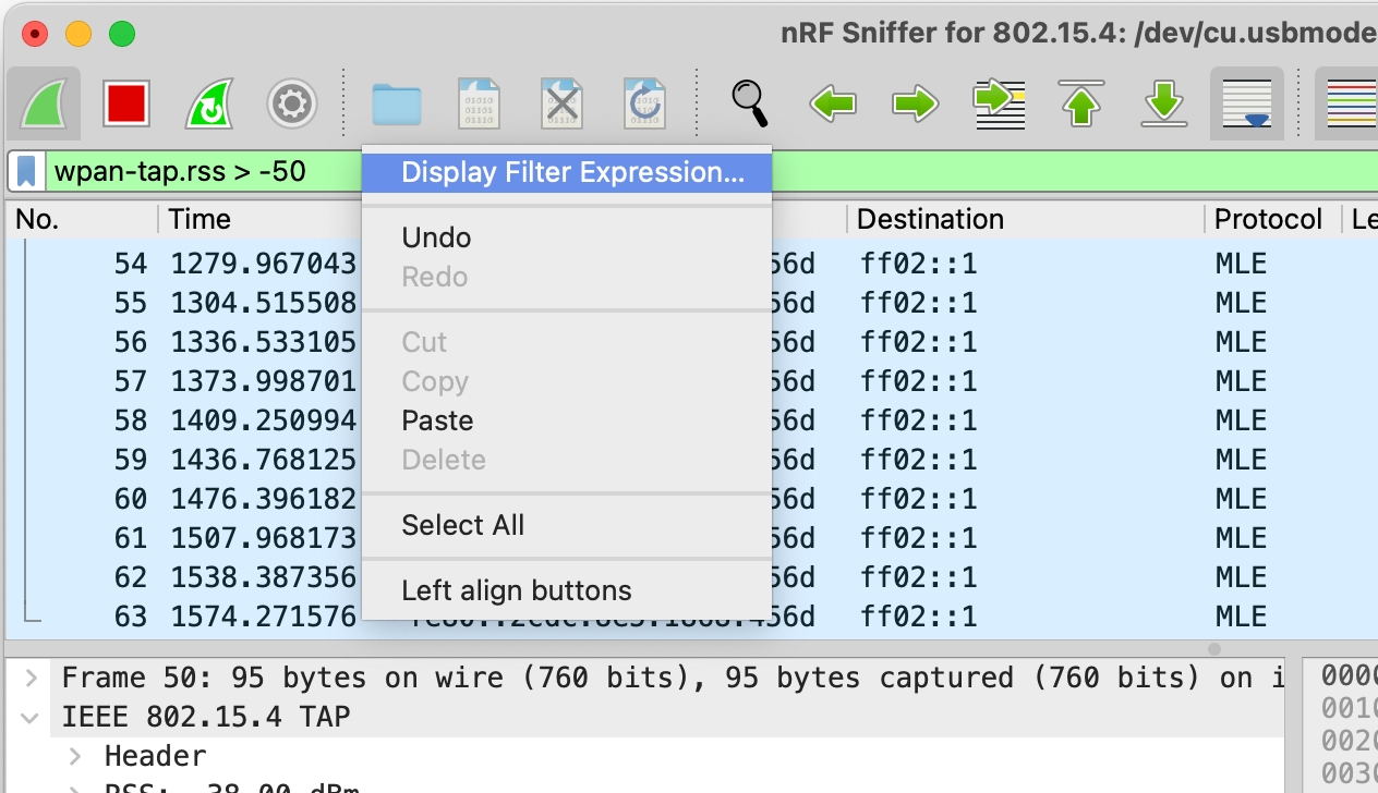 Show Display Filter Expression