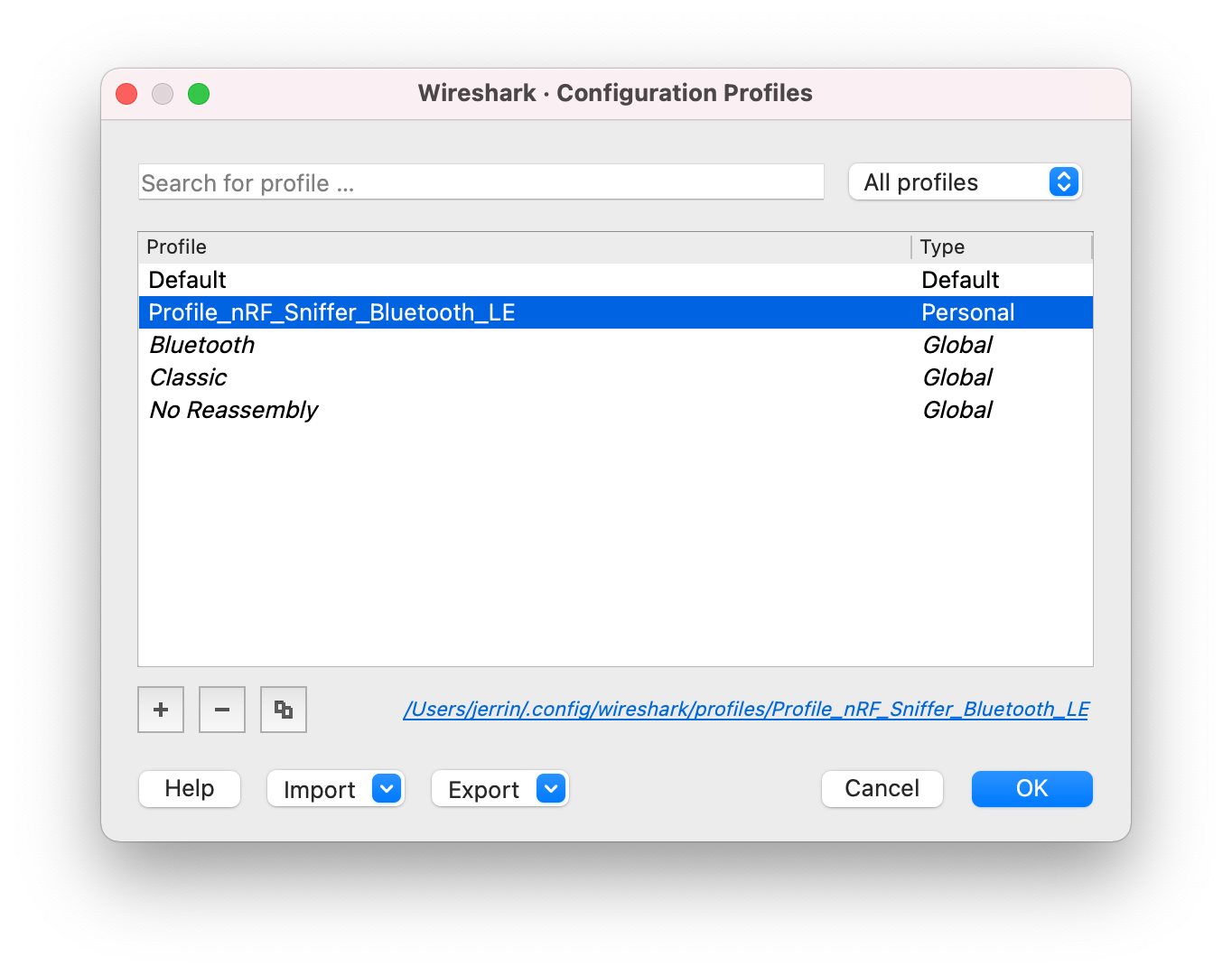 Wireshark Configuration Profiles
